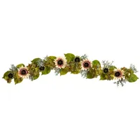 Nearly Natural 5' Sunflower  Hydrangea Faux Thanksgiving Garland