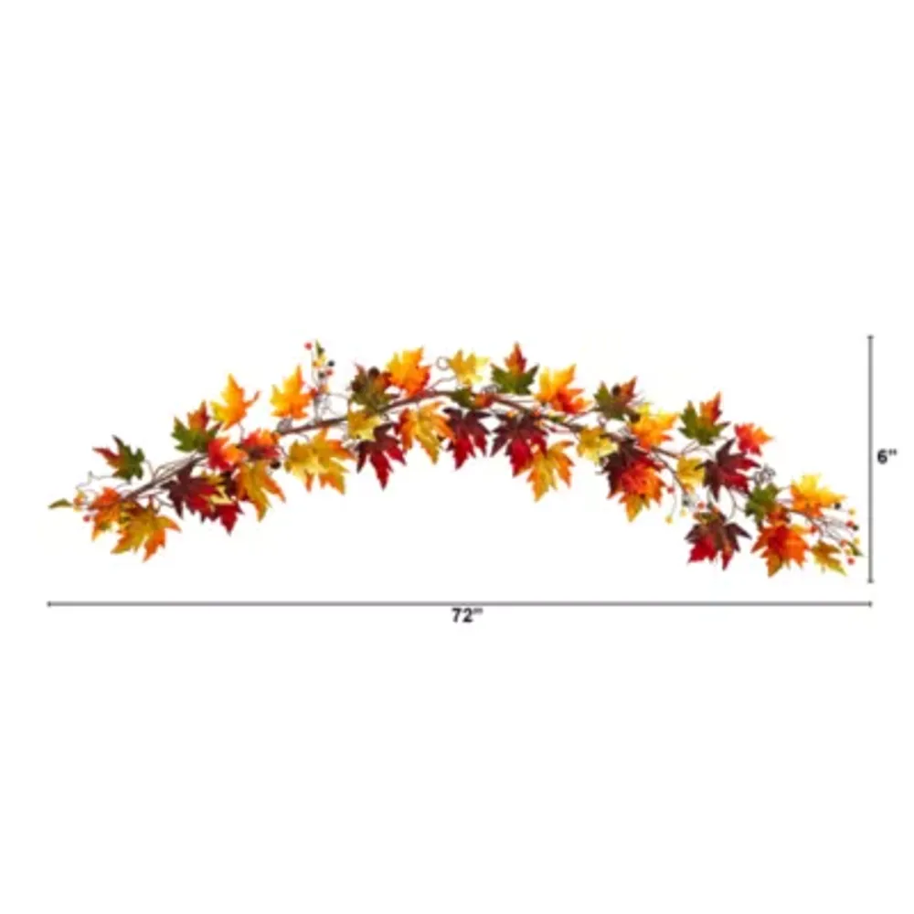 Nearly Natural 6' Autumn Maple Leaf And Berry Thanksgiving Garland