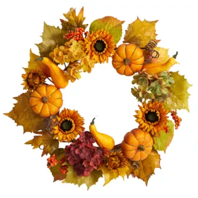 Nearly Natural "22"" Assortment Faux" Indoor Wreath