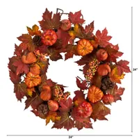 Nearly Natural 24" Autumn Faux Arrangement Wreath