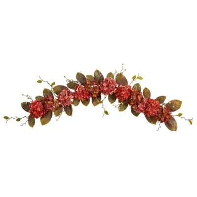 Nearly Natural 6' Fall Hydrangea  Berry Faux Thanksgiving Garland