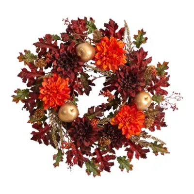 Nearly Natural "24"" Autumn Faux" Indoor Wreath