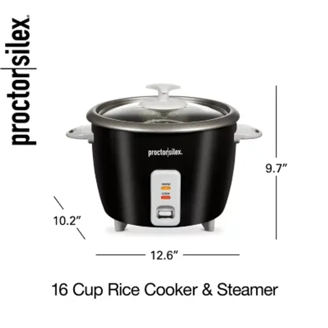 Proctor Silex 6 Cup Rice Cooker and Food Steamer 37510, Color: Black -  JCPenney