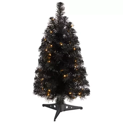 Nearly Natural 2 Foot Black Faux With Lights Artificial Plant