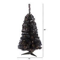 Nearly Natural 3 Foot Black Faux With Lights Halloween Tree