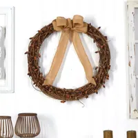 Nearly Natural 30" Fall Acorn And Bow Autumn Wreath