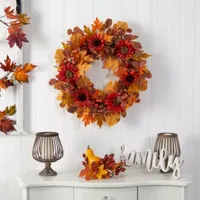 Nearly Natural 30" Autumn Foliage Faux Wreath