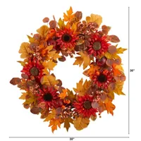 Nearly Natural 30" Autumn Foliage Faux Wreath