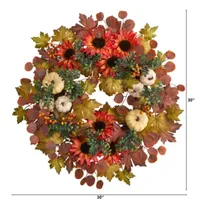 Nearly Natural 30" Autumn Foliage Faux Wreath