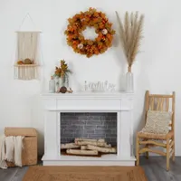 Nearly Natural 30" Pumpkin And Maple Leaf Faux Wreath