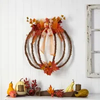 Nearly Natural 26" Autumn Pumpkin Faux Vine Wreath