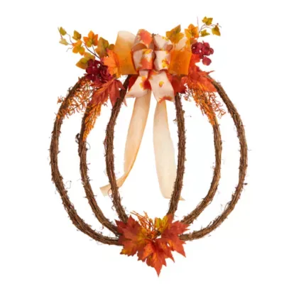 Nearly Natural 26" Autumn Pumpkin Faux Vine Wreath