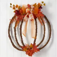 Nearly Natural 26" Autumn Pumpkin Faux Vine Wreath