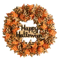 Nearly Natural 30" Halloween Burlap Ribbon Wreath