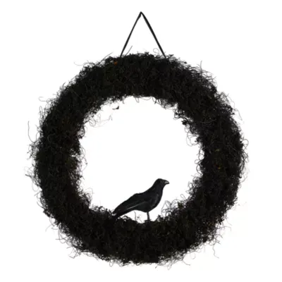 Nearly Natural "30"" Halloween Black Raven Twig" Indoor Wreath