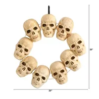 Nearly Natural 20" Halloween Skull With Lit Eyes Wreath