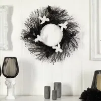 Nearly Natural 22" Halloween Ghost Bats Twig Wreath