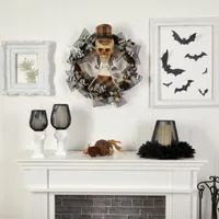 Nearly Natural 24" Halloween Skull In Mesh Wreath