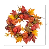 Nearly Natural 24" Pumpkin  Berries Faux Wreath