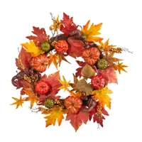 Nearly Natural 24" Pumpkin  Berries Faux Wreath