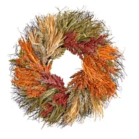 Nearly Natural 26" Fall Sorghum Harvest Autumn Wreath