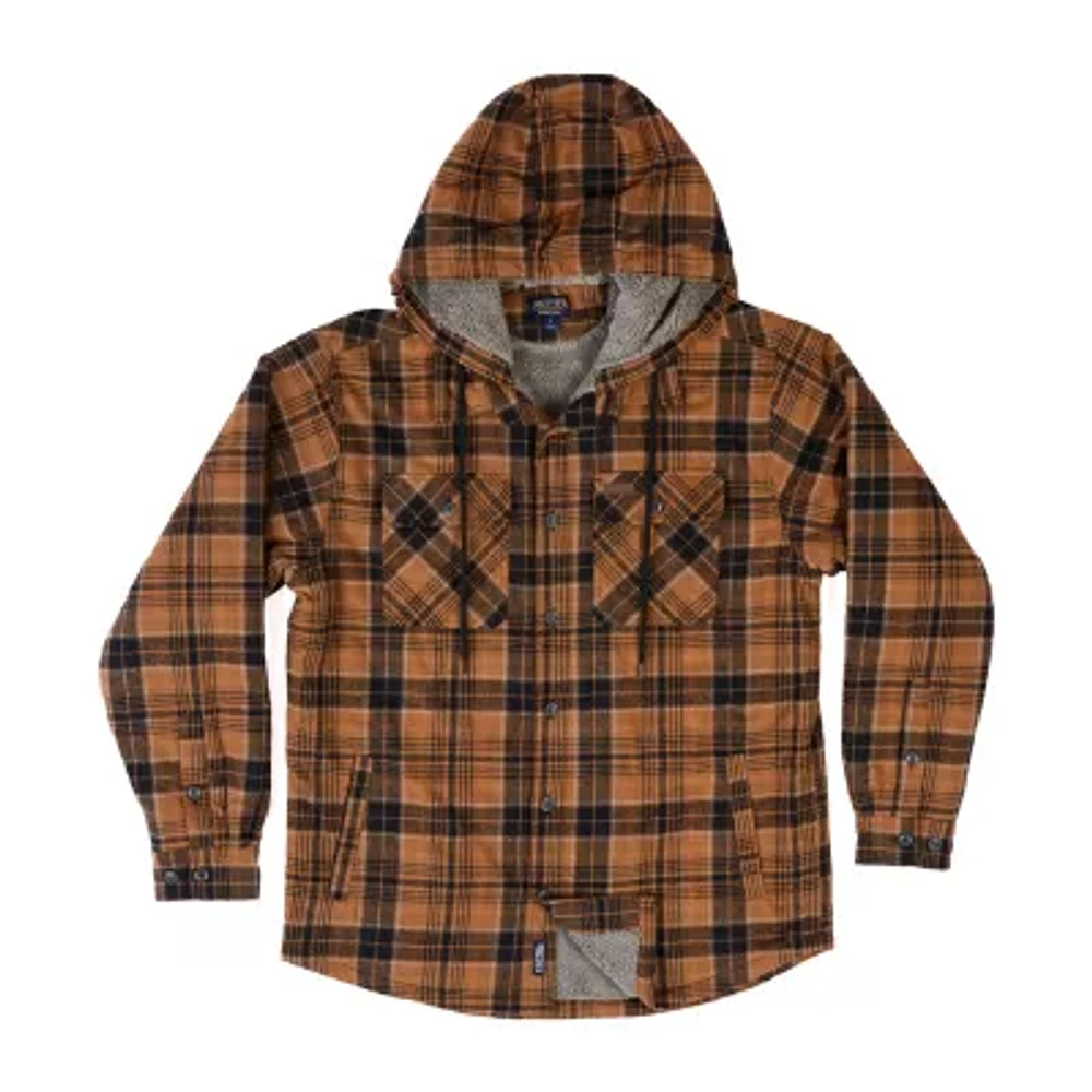 Smiths Workwear Sherpa Lined Flannel Mens Hooded Midweight Shirt Jacket