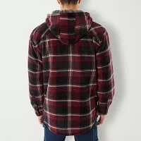 Smiths Workwear Sherpa Lined Mens Fleece Hooded Midweight Shirt Jacket