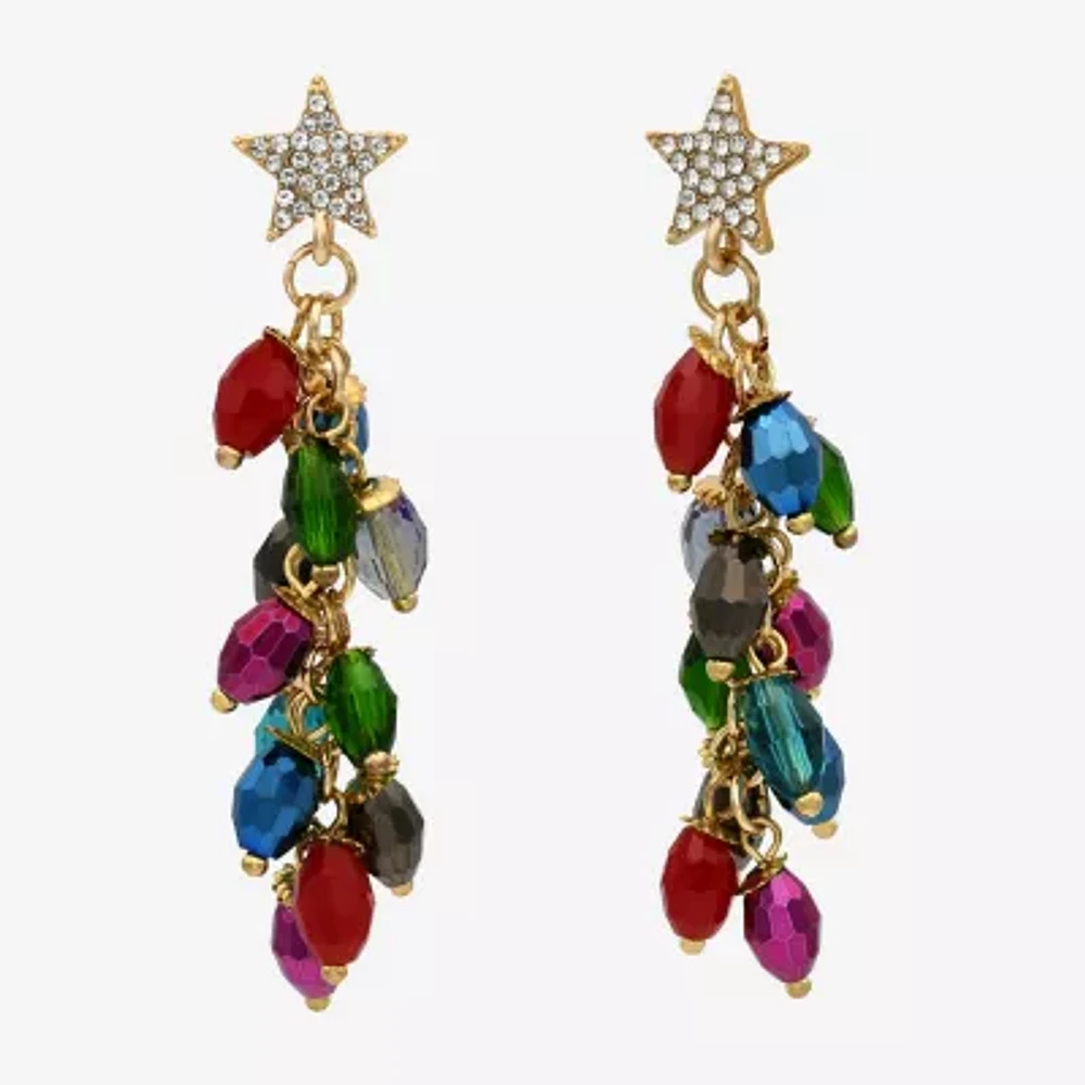 Bijoux Bar Holiday Lights Cascade Glass Star Drop Earrings