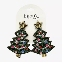 Bijoux Bar Christmas Tree Glass Drop Earrings