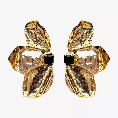 Bijoux Bar Gold Tone Crystal Flower Drop Earrings