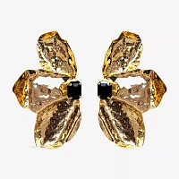 Bijoux Bar Gold Tone Crystal Flower Drop Earrings