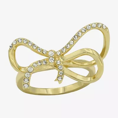 Sparkle Allure Womens Crystal 14K Gold Over Brass Bow Cocktail Ring