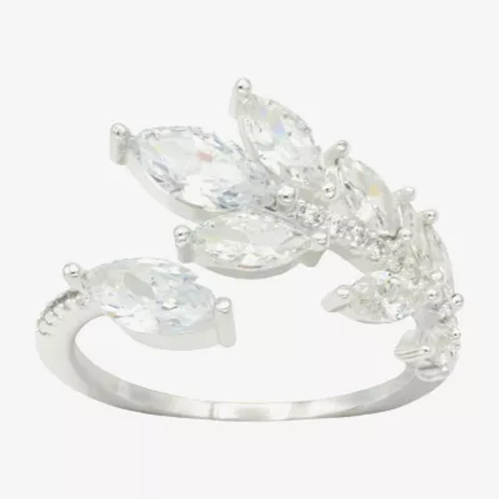 Sparkle Allure Wrap Cubic Zirconia Pure Silver Over Brass Bypass Band