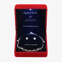 Sparkle Allure Light Up Box 2-pc. Cubic Zirconia Pure Silver Over Brass Heart Jewelry Set