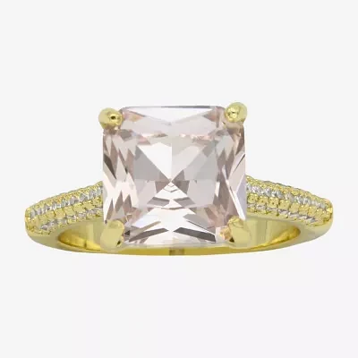 Sparkle Allure Crystal 14K Gold Over Brass Square Cocktail Ring