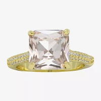 Sparkle Allure Crystal 14K Gold Over Brass Square Cocktail Ring