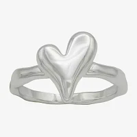 Sparkle Allure Polished Pure Silver Over Brass Heart Band