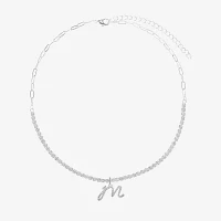 Sparkle Allure Initial Cubic Zirconia Pure Silver Over Brass 16 Inch Round Tennis Necklaces