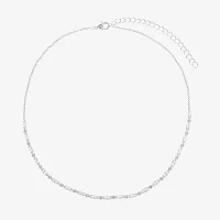 Sparkle Allure Dot Dash Cubic Zirconia Pure Silver Over Brass 16 Inch Rectangular Round Tennis Necklaces