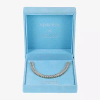 Sparkle Allure Baguette Cubic Zirconia 14K Gold Over Brass 16 Inch Rectangular Round Tennis Necklaces