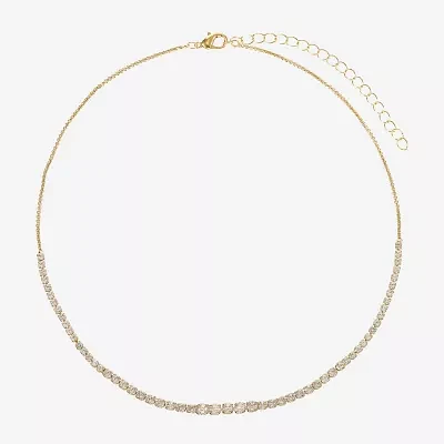 Sparkle Allure Graduated Cubic Zirconia 14K Gold Over Brass 16 Inch Round Tennis Necklaces