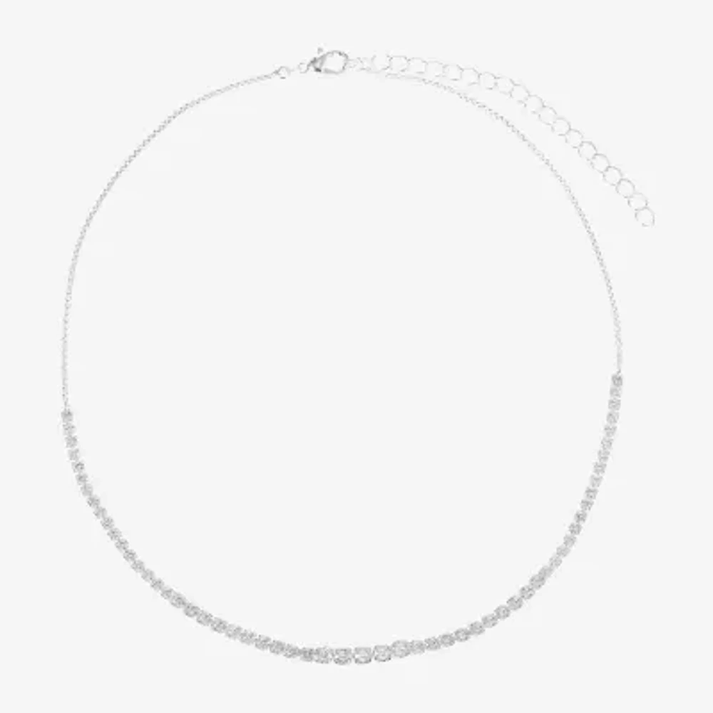 Sparkle Allure Graduated Cubic Zirconia Pure Silver Over Brass 16 Inch Round Tennis Necklaces