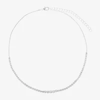 Sparkle Allure Graduated Cubic Zirconia Pure Silver Over Brass 16 Inch Round Tennis Necklaces