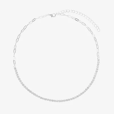 Sparkle Allure Cubic Zirconia Pure Silver Over Brass 16 Inch Round Tennis Necklaces