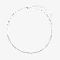 Sparkle Allure Cubic Zirconia Pure Silver Over Brass 16 Inch Round Tennis Necklaces