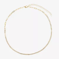 Sparkle Allure Cubic Zirconia 14K Gold Over Brass 16 Inch Round Tennis Necklaces