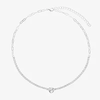 Sparkle Allure Cubic Zirconia Pure Silver Over Brass 16 Inch Heart Tennis Necklaces