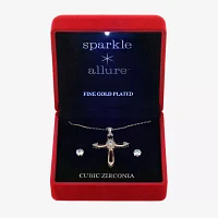 Sparkle Allure Light Up Box 2-pc. Cubic Zirconia 14K Gold Over Brass Cross Jewelry Set