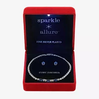 Sparkle Allure Light Up Box 2-pc. Cubic Zirconia Pure Silver Over Brass Oval Jewelry Set