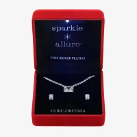 Sparkle Allure Light Up Box Halo 2-pc. Cubic Zirconia Pure Silver Over Brass Jewelry Set